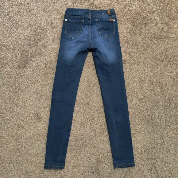 7 For All Mankind Jeans Womens 12 ( 22 x 26 ) Dark Blue Skinny Pants - Picture 13 of 13